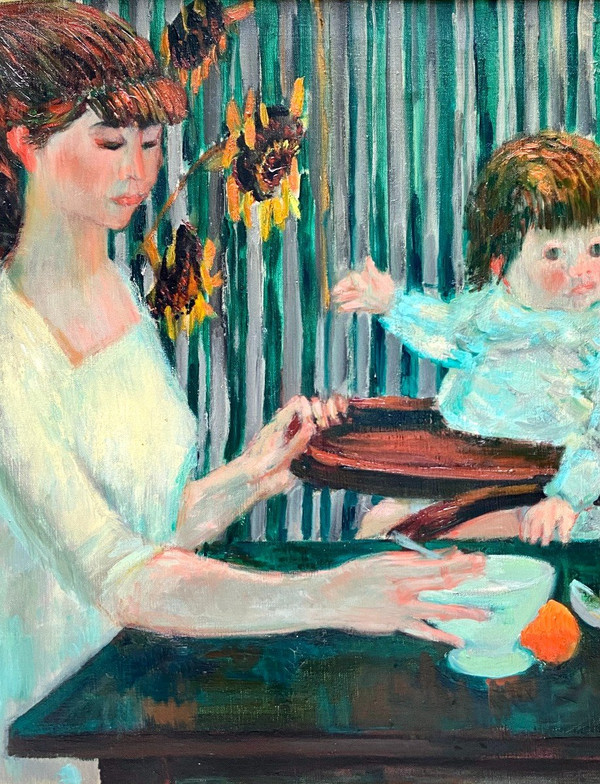 Jean Joyet (1919-1994), Mutter-Kind-Gemälde 1956.