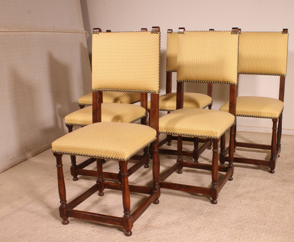 Series Of 6 Louis XIII Style Chairs In Walnut