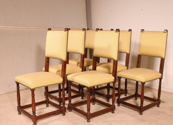 Series Of 6 Louis XIII Style Chairs In Walnut