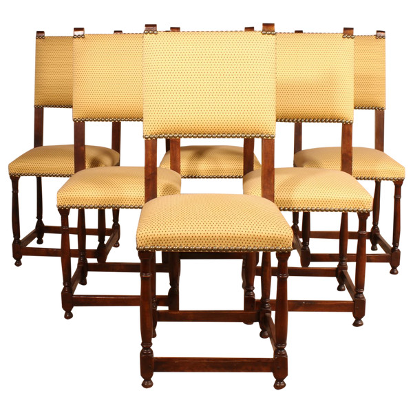 Series Of 6 Louis XIII Style Chairs In Walnut