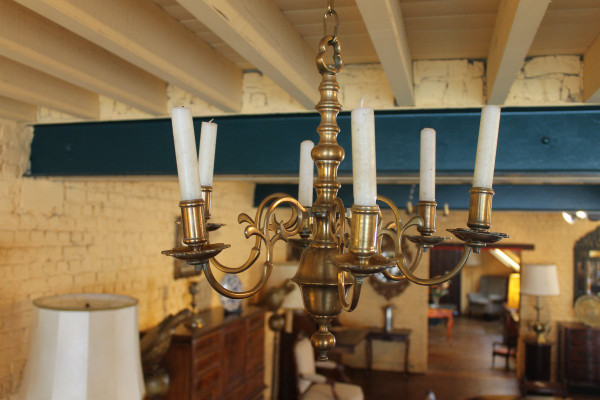 French Chandelier From The 18th Century In Bronze 6 Branches