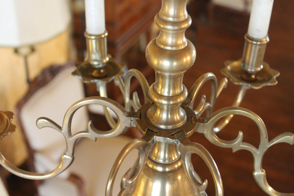 French Chandelier From The 18th Century In Bronze 6 Branches