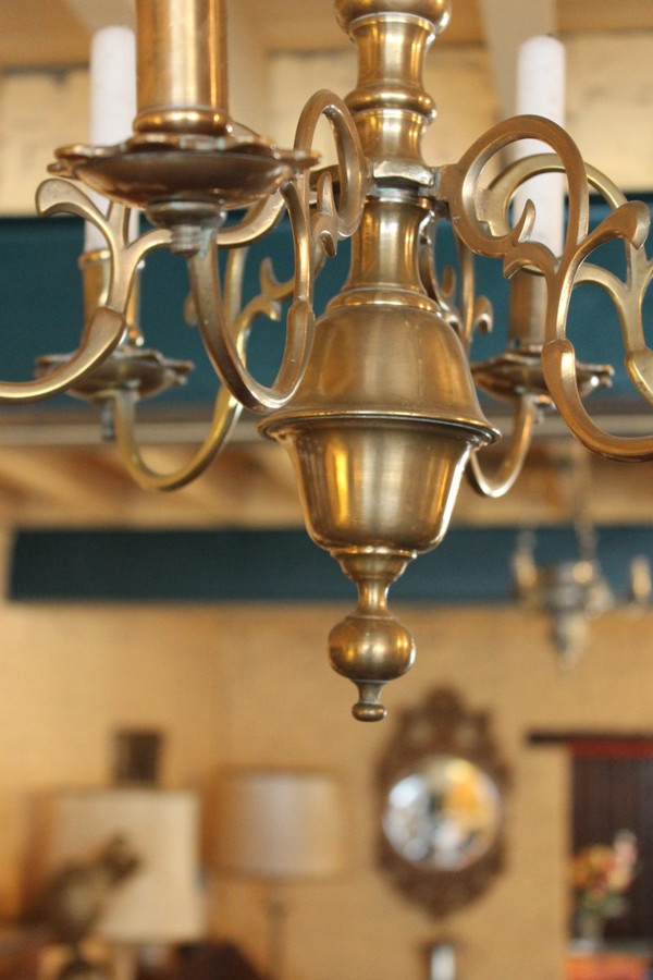 French Chandelier From The 18th Century In Bronze 6 Branches