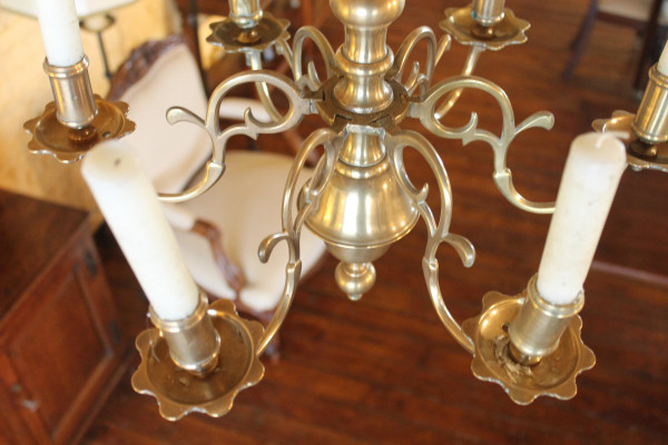 French Chandelier From The 18th Century In Bronze 6 Branches