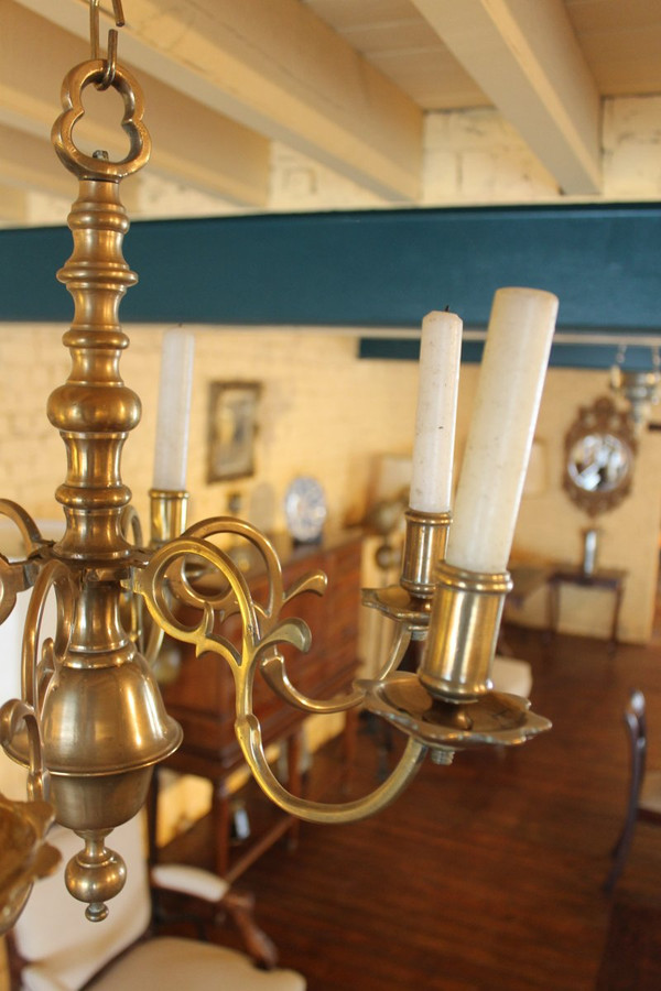 French Chandelier From The 18th Century In Bronze 6 Branches