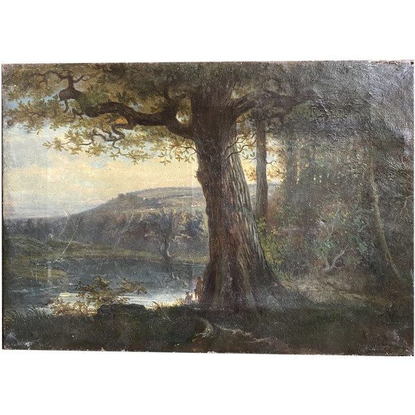 Jolie Ecole De Barbizon, 1879 - Signé.