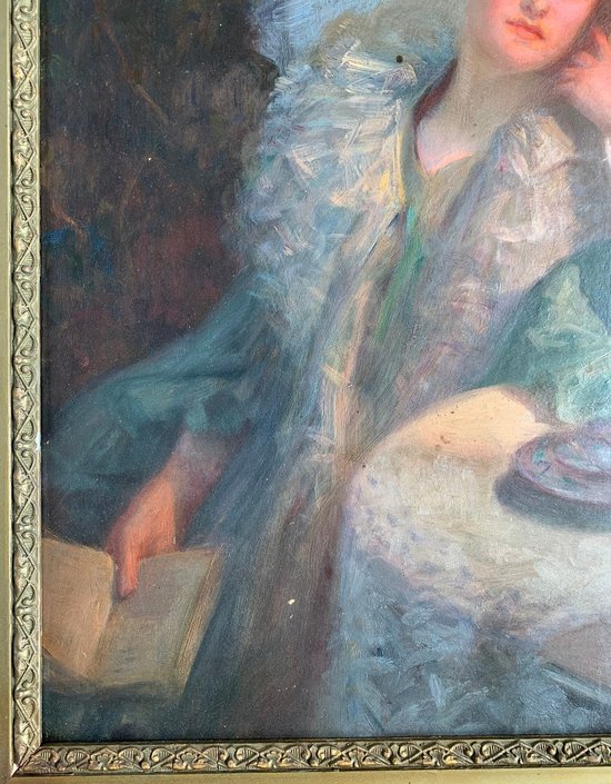 ROSSET-GRANGER (1853-1934) - Femme à la lecture - Huile