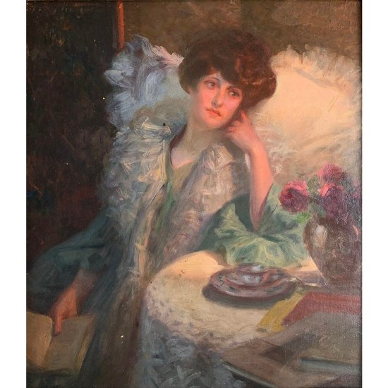 ROSSET-GRANGER (1853-1934) - Femme à la lecture - Huile
