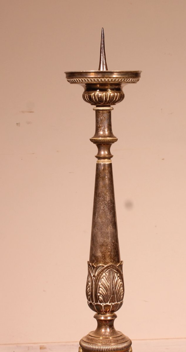 Grande Candeliere Luigi XIV Francese In Ottone - XVIII Secolo