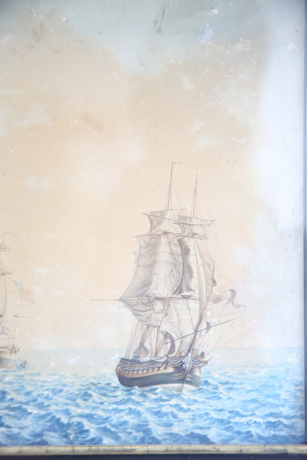 coppia di acquerelli, marine dei primi del XIX secolo