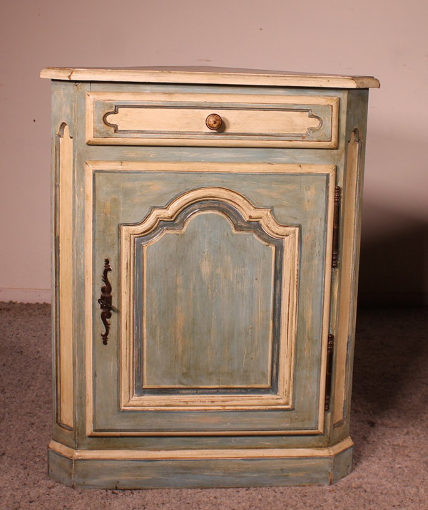 Paire d'Encoignures Louis XV Polychrome En Chêne-19° Siècle