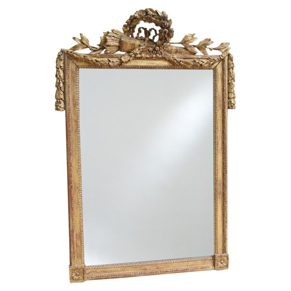 Miroir En Bois Doré d'époque Louis XVI