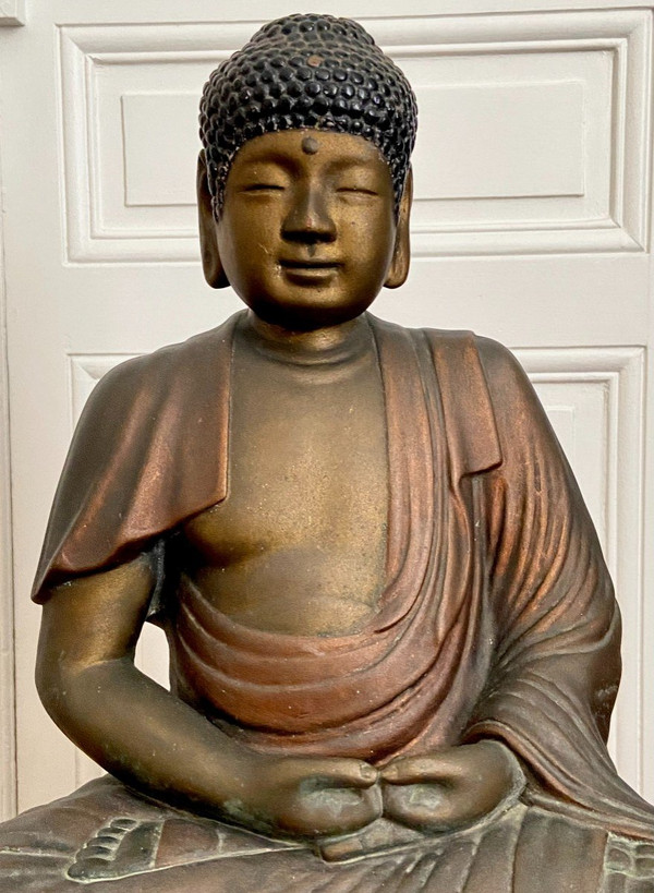 China, 1930s/1950s, Large Patinated Plaster Statue Of Buddha.
