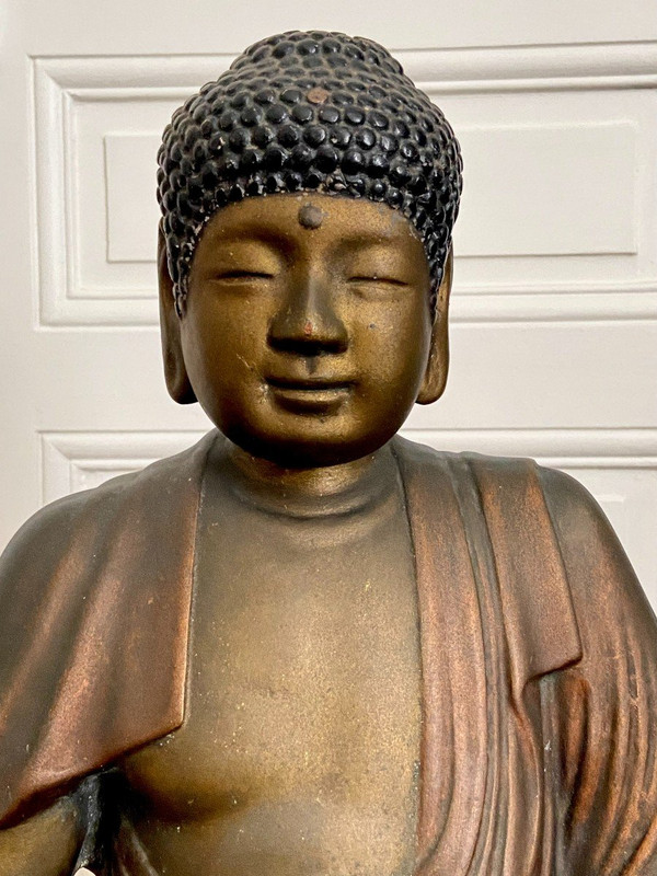 China, 1930s/1950s, Large Patinated Plaster Statue Of Buddha.