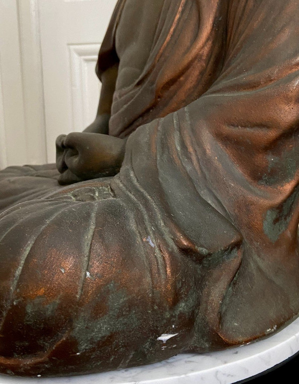 China, 1930s/1950s, Large Patinated Plaster Statue Of Buddha.