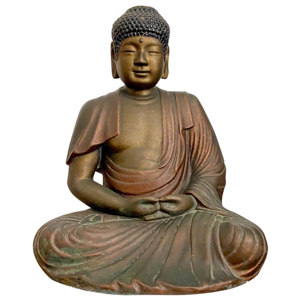 China, 1930s/1950s, Large Patinated Plaster Statue Of Buddha.