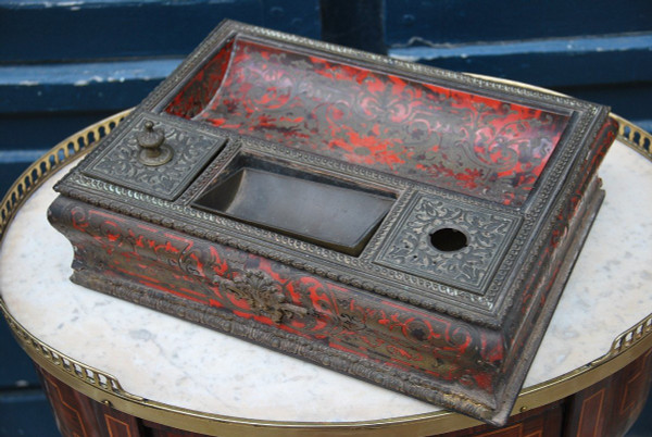 Calamaio in stile Luigi XIV, intarsio Boulle, periodo Napoleone III