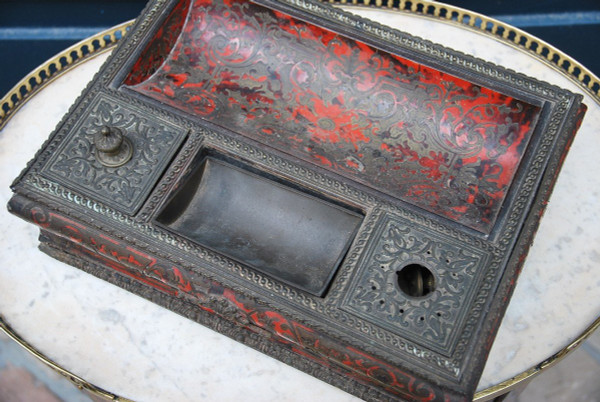 Calamaio in stile Luigi XIV, intarsio Boulle, periodo Napoleone III