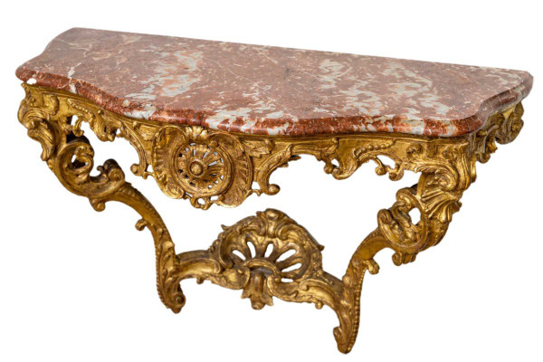 Regency period carved and gilded wood console table, early 18th century