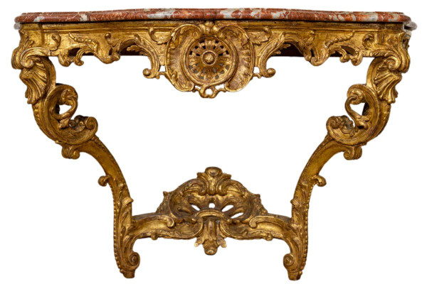 Regency period carved and gilded wood console table, early 18th century