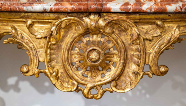 Regency period carved and gilded wood console table, early 18th century