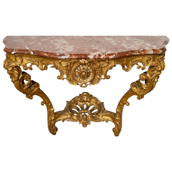 Regency period carved and gilded wood console table, early 18th century