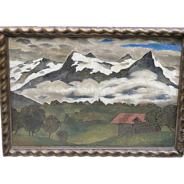 Lodew Bosscke (1900-1980) - Berglandschaft der belgischen Art-Déco-Schule, 1926