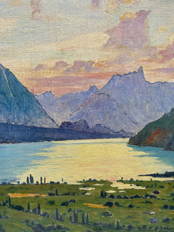 Robert Fardel (1867-1931) - Lago di Thun, Svizzera. 1910 circa