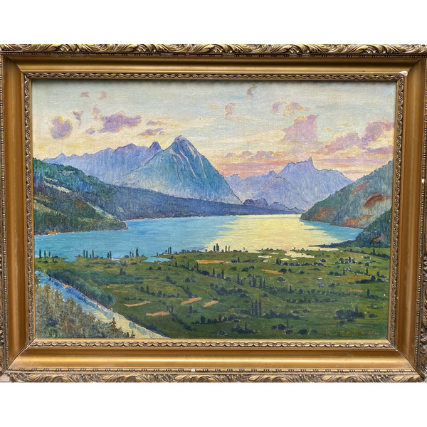 Robert Fardel (1867-1931) - Lago di Thun, Svizzera. 1910 circa