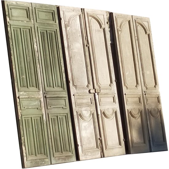 Qté 3 Grandes Double Portes Ancienne d'Apparat Pour Grands Volumes Porte Boiserie Prestigieux