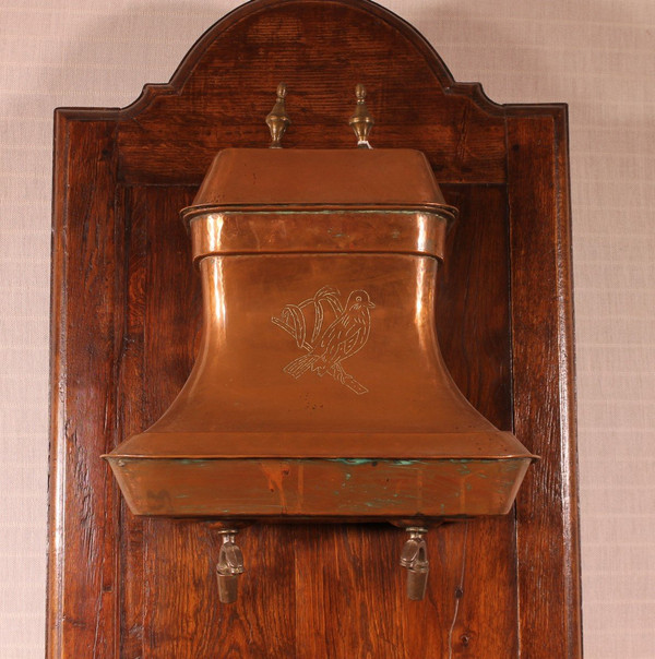 Lavabo Avec Réservoir En Cuivre- 19° Siècle-france