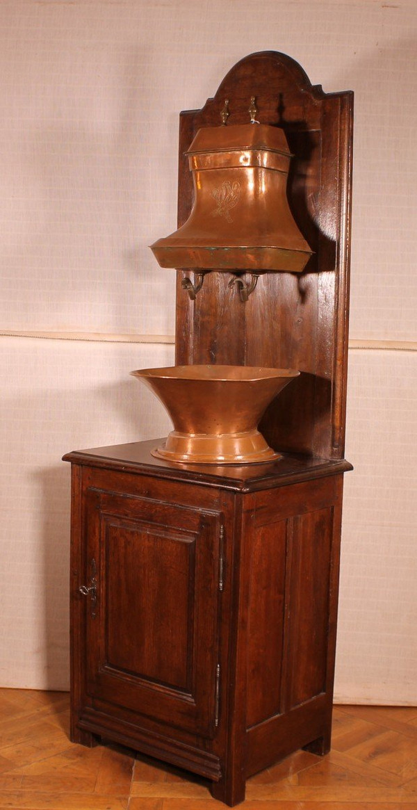 Lavabo Avec Réservoir En Cuivre- 19° Siècle-france