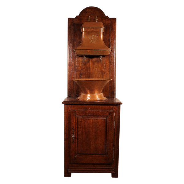Lavabo Avec Réservoir En Cuivre- 19° Siècle-france