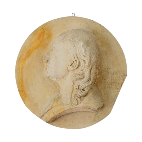 Grande medaglione in gesso di David D'Angers (1788-1756), fine XIX secolo.