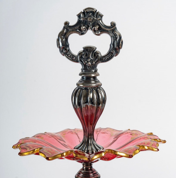 A Pair Of Bohemian Crystal And Sterling Silver Cup Displays Late 19th Century
