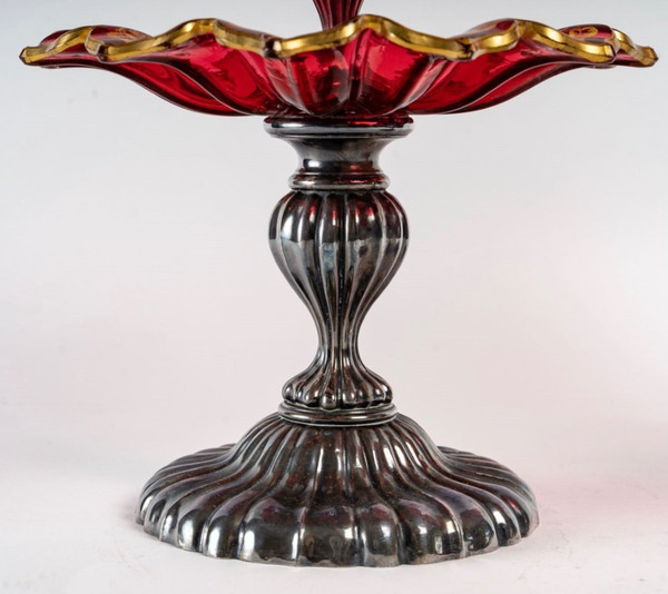 A Pair Of Bohemian Crystal And Sterling Silver Cup Displays Late 19th Century