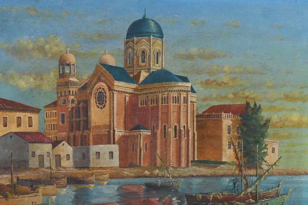 G. ECKERT Oil on canvas "The boats in port"