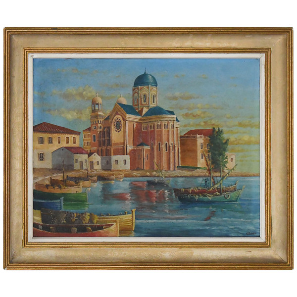 G. ECKERT Oil on canvas "The boats in port"