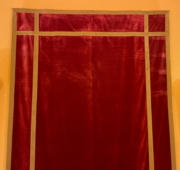 Retro Altare-Italia-XIX Secolo-Velluto Di Seta Rosso
