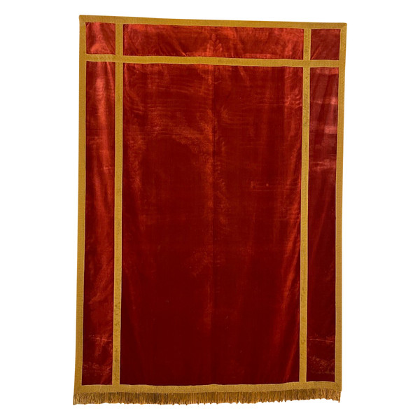 Retro Altare-Italia-XIX Secolo-Velluto Di Seta Rosso