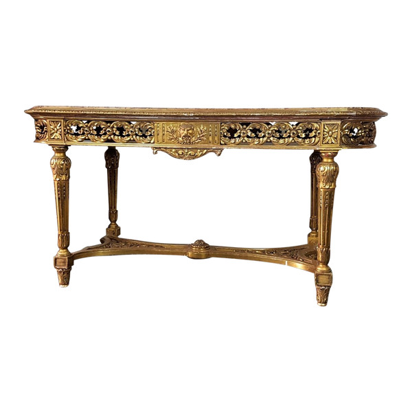 Table De Centre En Bois Doré Fin XIXème