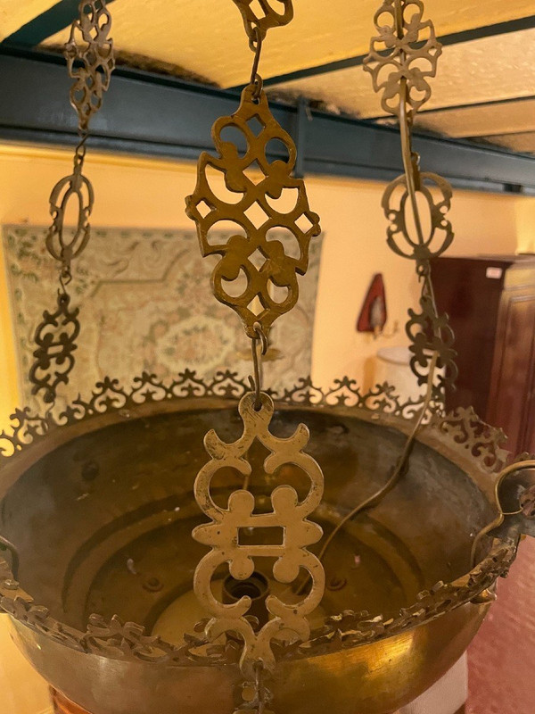 Lampe De Suspension Renaissance Espagnol-17° Siècle Avec éclairage Indirecte