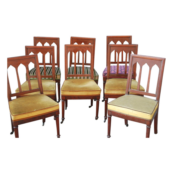 Suite De 8 Chaises En Acajou époque Restauration XIXe siècle