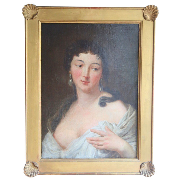 Scuola francese del primo Ottocento, Donna drappeggiata con la mano sul petto.