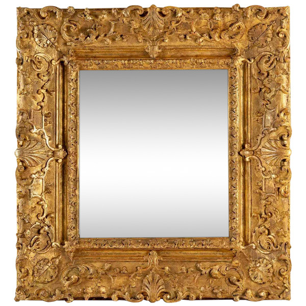 Very Beautiful Frame In Golden Carved Wood, Louis XIV Period - Regency