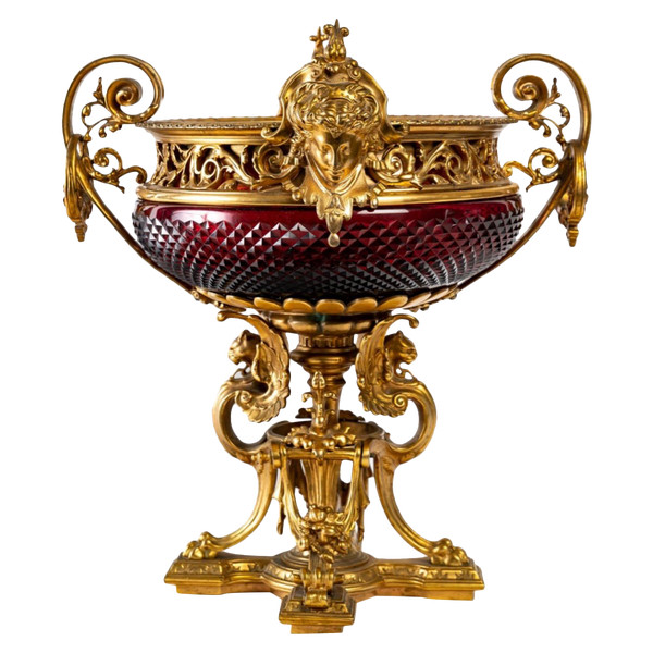 Une Coupe Centre De Table En Cristal De Bohème Fin XIXème Siècle