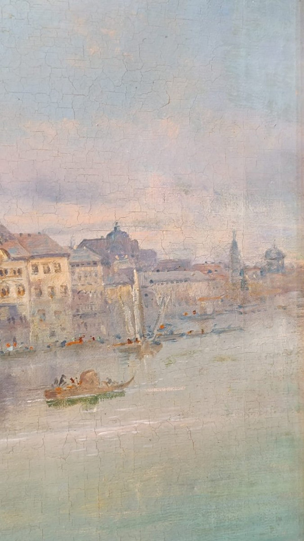 Tableau Vue De Venise Huile Sur Toile Fin XIXème Siècle