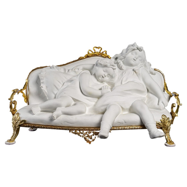 Sculpture En Biscuit Et Bronze Doré Art Nouveau