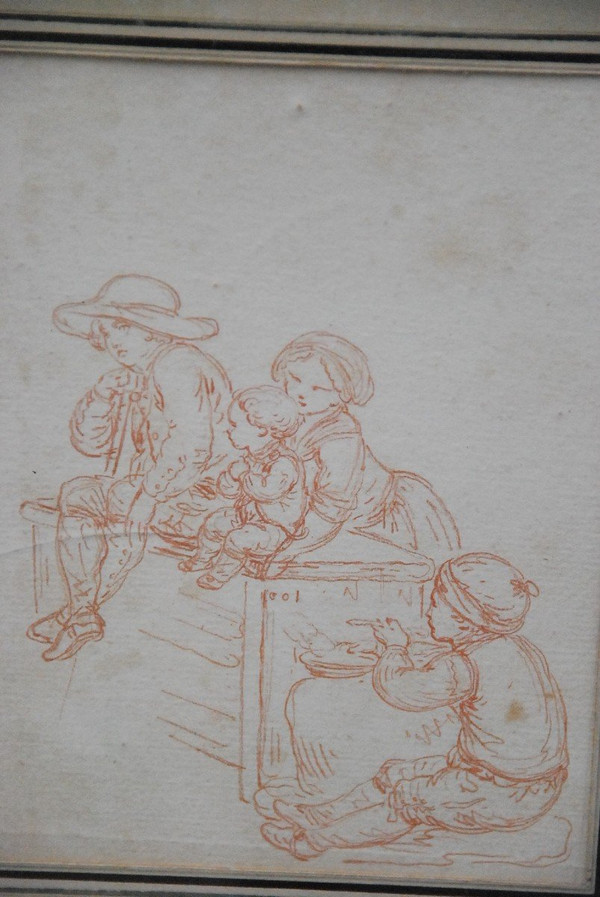 Drawing XVIII At La Saguine, Young Children In The Taste Of Greuze