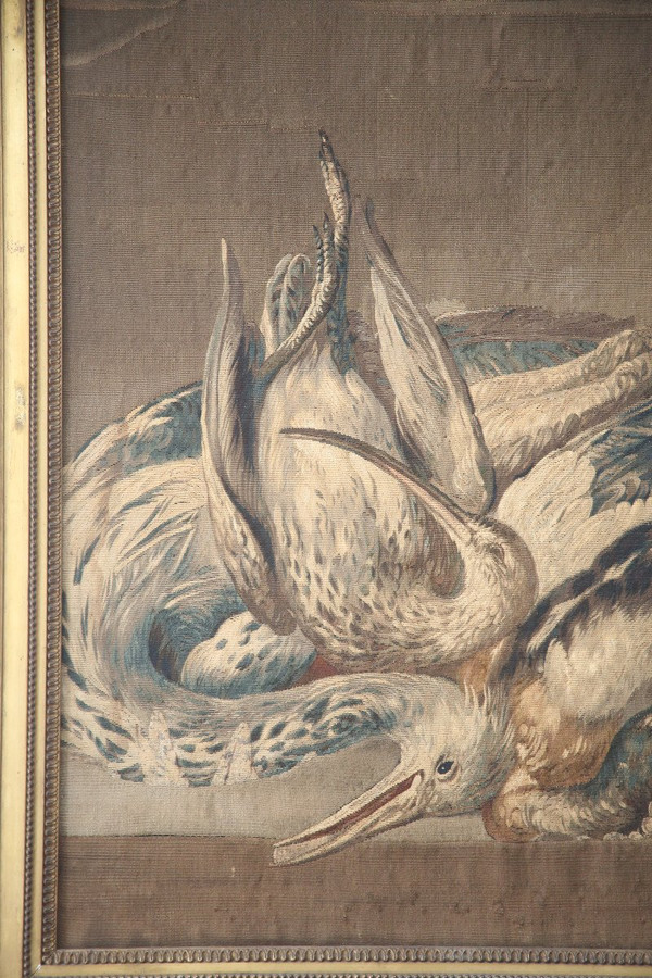 Fine tapestry panel with birds from the late 18th century
